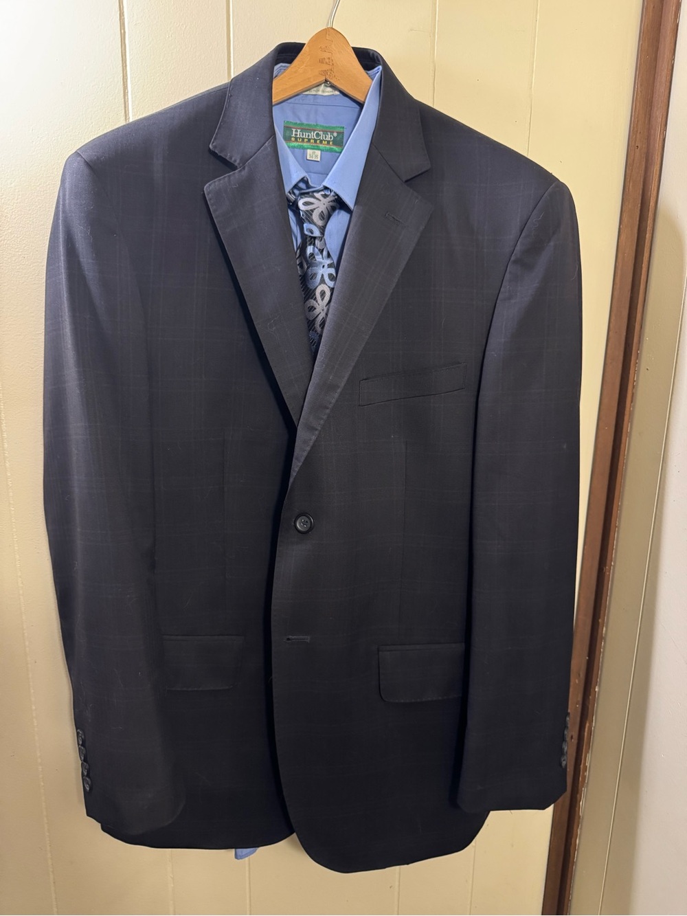 Pronto Uomo Dark Navy Windowpane Two-Button Suit Jacket